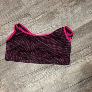 Xersion Black and Pink Patterned Sports Bra